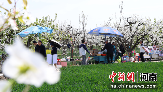 图为游客在赏景之余购买村民的农产品。 朱新国 摄 图为游客在赏景之余购买村民的农产品。 朱新国 摄