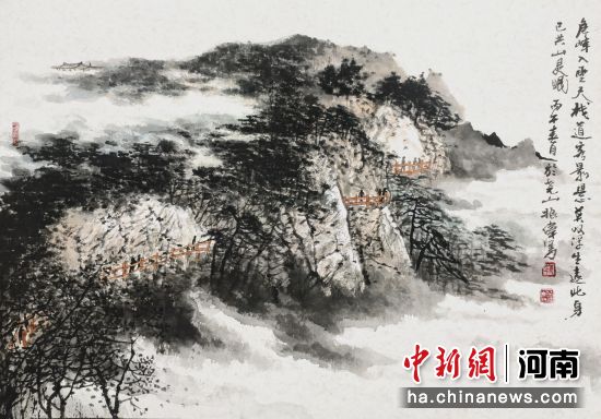 图为画家的水墨作品。鲁山县委宣传部供图 图为画家的水墨作品。鲁山县委宣传部供图