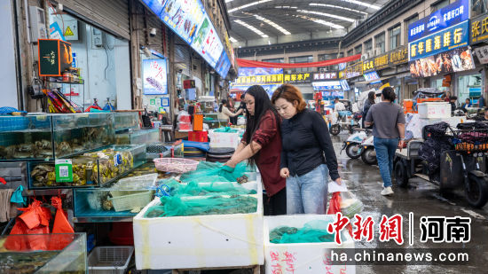 图为市民挑选海鲜。惠济区委宣传部供图 图为市民挑选海鲜。惠济区委宣传部供图